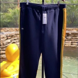 LACOSTE LIVE NEON SIDE STRIPE COTTON SWEATPANTS